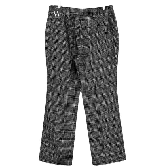 Worthington Women's Black Silver Metallic Plaid Straight Leg Pants Size 14 NWT - Picture 2 of 11